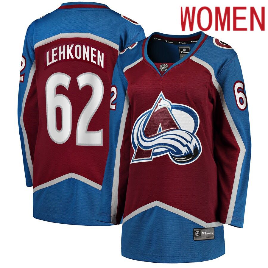 Women Colorado Avalanche #62 Artturi Lehkonen Fanatics Branded Burgundy Home Breakaway Player NHL Jersey